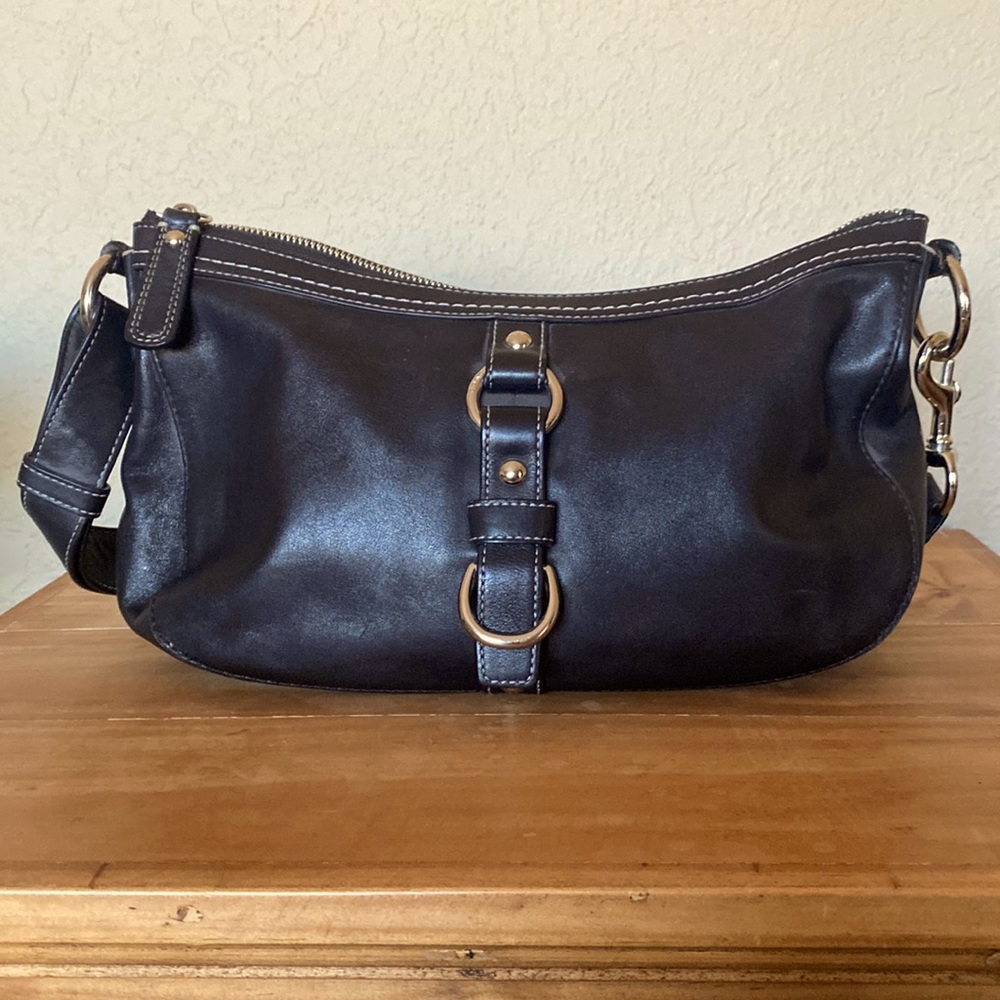Coach Black Leather Hobo Shoulder Bag